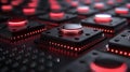Futuristic Tech Array: Microchip Grid With Glowing Red LEDs. High-Tech Background Royalty Free Stock Photo