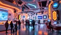 Futuristic Tech Center Interactive Experience with Neon Lighting Royalty Free Stock Photo