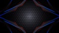 Futuristic tech dark grey realistic abstract modern technology background with hexagon carbon fibre Royalty Free Stock Photo