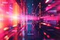 Futuristic Tech Data Center with Glowing Neon Lights Royalty Free Stock Photo