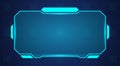 Futuristic tech game hud screen, technology box frame glowing neon blue lines, gui fui sci fi element Royalty Free Stock Photo