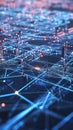 A futuristic tech hub with visible 5G data nodes connecting multiple AI-managed systems. Royalty Free Stock Photo