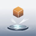 Futuristic Tech Levitating a Wooden Cube Royalty Free Stock Photo