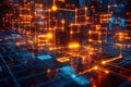 Futuristic tech network. Global business network. Interconnected data. IoT. AI generative. Dynamic tech connections. Bright