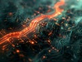 Futuristic Techno Fusion Abstract Background - Digital Circuitry Melding with Organic Elements