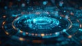 Futuristic technological circular interface processing data stream, Royalty Free Stock Photo