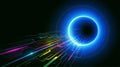 Futuristic technology abstract background with glowing circle and colorful lines design element Royalty Free Stock Photo