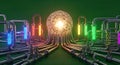 Futuristic Technology Abstract with Colorful Illuminated Pipes and Spherical Central Structure Royalty Free Stock Photo