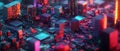 A futuristic technology background featuring an abstract circuit board with digital computer processing, CPU binary Royalty Free Stock Photo