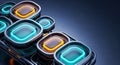 Futuristic Technology Background Glowing Digital Buttons Abstract Interface Teal Orange Royalty Free Stock Photo