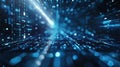 Futuristic Technology Background with Luminous Blue and Silver 3D Hexagonal Tiles