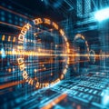 Futuristic Technology, Big Data, Digital Cyberspace with Binary Code, Artificial Intelligence Royalty Free Stock Photo