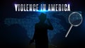 futuristic technology blue background of silhouette detective violent crimes and north america map