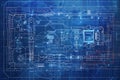 Futuristic Technology Blueprint Digital Circuitry System Design
