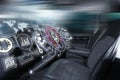 Futuristic. Car interior with graphical user interface