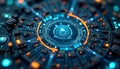 Futuristic technology circuit board abstract cyber data core processor network design Royalty Free Stock Photo