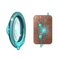 Futuristic Technology Concept Depicting a Melting Lens and Circuit Board Royalty Free Stock Photo