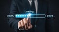 Futuristic technology concept with digital loading bar for 2025 to 2026 transition Royalty Free Stock Photo
