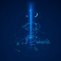 Futuristic technology concept with HUD elements. Sci fi abstract cyberspace background with ray of light. vector illustration Royalty Free Stock Photo