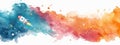 Futuristic technology concept illustration. Rocket launch. Watercolor painted illustration, exploration concept Royalty Free Stock Photo