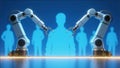Robotic Arms Working with Human Silhouette Technology Concept Royalty Free Stock Photo