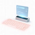 Futuristic Technology Concept Wireless Keyboard Holographic Display and Financial Analysis Chart Royalty Free Stock Photo