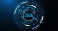 Futuristic Technology Concept with 2026 Year Displayed in a Glowing Circular Interface Royalty Free Stock Photo