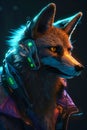 Futuristic technology of cyberpunk fox Royalty Free Stock Photo