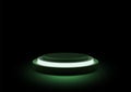futuristic technology 3d circular platform illuminated by green light for modern product display or tech showcase