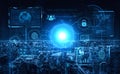 Futuristic technology dashboard for global network and data security control. Fermion Royalty Free Stock Photo