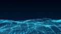 Futuristic technology double wave. Digital cyberspace. Abstract wave with moving particles on background. Big data analytics. 3d Royalty Free Stock Photo
