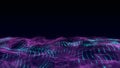 Futuristic technology double wave. Digital cyberspace. Abstract wave with moving particles on background. Big data analytics. 3d Royalty Free Stock Photo