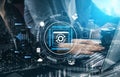 Futuristic Technology Integration with Data Management and Analysis Concept in Modern Office Environment for Business Royalty Free Stock Photo