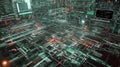 Futuristic technology interface with glowing circuit patterns : technology Theme