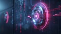 Futuristic technology interface showing loading status with hud elements and data analysis Royalty Free Stock Photo