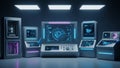Futuristic Technology Lab with Advanced Computers and 3D Printers Royalty Free Stock Photo