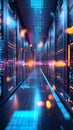 Futuristic technology quantum computing server room, AI generated Royalty Free Stock Photo