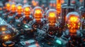Illuminated Technology: Futuristic Circuits Glowing with Bright Light in a Complex Network Royalty Free Stock Photo