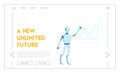 Futuristic Technology, Smart Device Automatization Artificial Intelligence Website Landing Page. Robot Working in Office