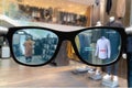 Futuristic technology trend concept in smart glasses.user can use smart glasses with augmented mixed virtual reality in retail to