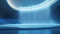 Futuristic Technology User Interface Blue Lighting In Abstract Stadium Stage Hall With Scenic Royalty Free Stock Photo