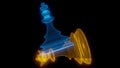 Futuristic technology wireframe mesh polygonal element in the form of chess. Connection Structure. 3d rendering Royalty Free Stock Photo
