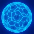 Futuristic  technology  wireframe mesh polygonal  element in the form of soccer. Connection Structure. 3d rendering Royalty Free Stock Photo