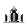 Futuristic Temple Icon Isolated, Brutalism Style, Modern Church Silhouette, Futuristic Castle, New Architecture