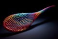Futuristic tennis racket with an intricately woven string pattern that creates an enchanting ripple effect illustration generative