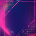 Futuristic theme background on square template with copy space for text in neon color tones Royalty Free Stock Photo