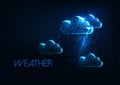 Futuristic thunderstorm weather, meteorology concept with glowing clouds, rain shower and lightning