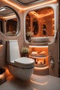 futuristic toilet design, rounded shapes and glossy surface. AI generated