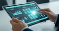 Futuristic Touchscreen Interface for Citizen Services and Data Visualization Innovations Royalty Free Stock Photo