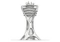 Futuristic tower design with a skeletal, exoskeletal structure. Royalty Free Stock Photo